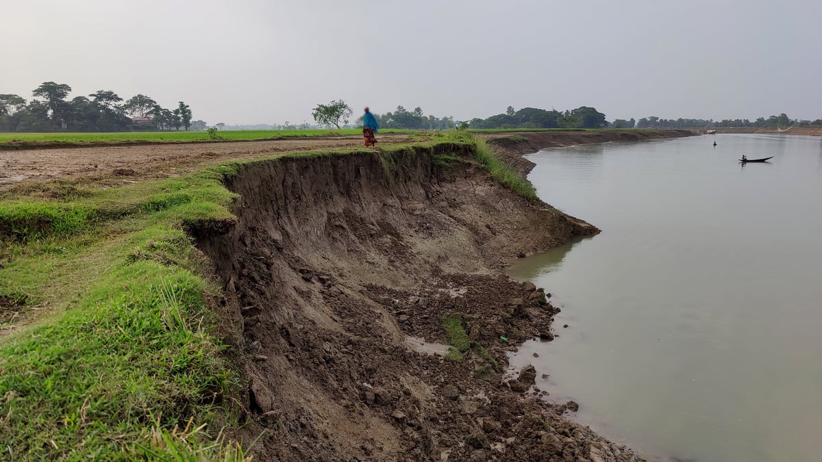 Riverbank erosion affecting coastal community landscape